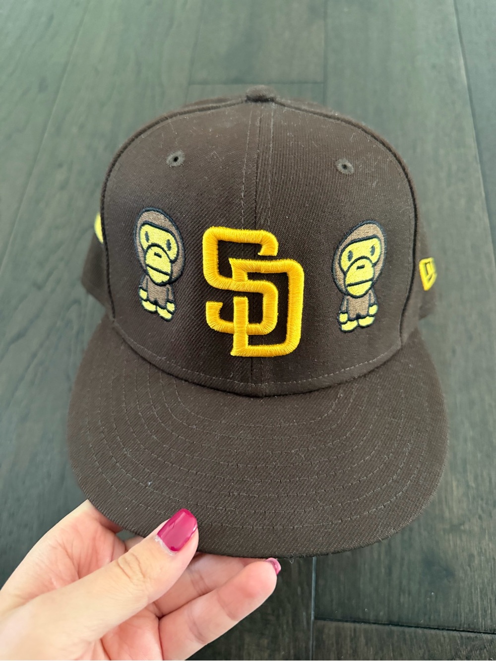 New Era Brown Cap with Yellow SD Logo and Monkey Patches